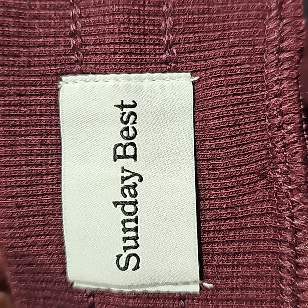 Aritzia Sunday Best Baby Waffle Pants Flare Burgundy Size XS - Picture 9 of 10